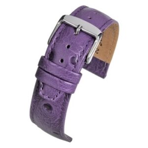 A PURPLE CALF OSTRICH GRAIN (S) - WH1112/12 leather watch strap with a buckle.