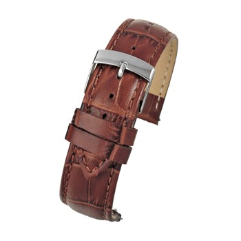 A MID BROWN CROC WITH QUICK RELEASE WH501Q/12 leather watch strap with a silver buckle.