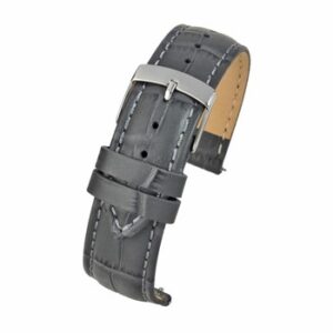 A GREY CROC WITH QUICK RELEASE WH508Q/12 leather watch strap with a silver buckle.