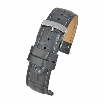 A GREY CROC WITH QUICK RELEASE WH508Q/12 leather watch strap with a silver buckle.