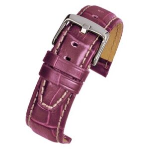 A PURPLE SUPER ALLIGATOR GRAIN WITH NUBUCK LINING (S) WH602/18 watch strap with a silver buckle.