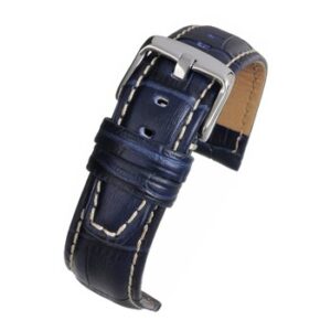 A BLUE SUPER ALLIGATOR GRAIN W/ NUBUCK (S) - WH603/18 watch strap with a silver buckle.