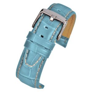 A LIGHT BLUE SUPER ALLIGATOR GRAIN W/ NUBUCK (S) - WH611/18 watch strap with a silver buckle.
