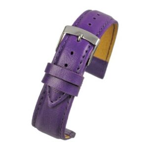A VIOLET IMITATION LEATHER watch strap with a buckle.