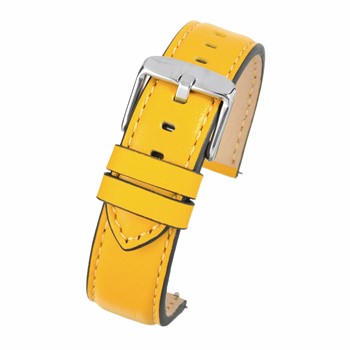 A YELLOW WATER RESISTANT WITH QUICK RELEASE WH681Q/20 leather watch strap with a silver buckle.