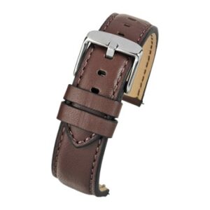 A BROWN WATER RESISTANT WITH QUICK RELEASE WH685Q/18 leather watch strap with a silver buckle.
