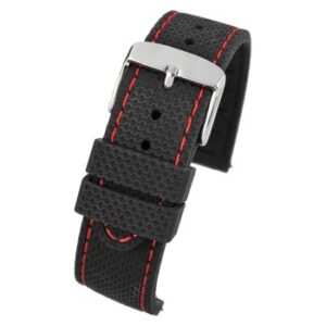 A BLACK SILICONE RED STITCHED WITH QUICK RELEASE WH697Q/20 watch strap.