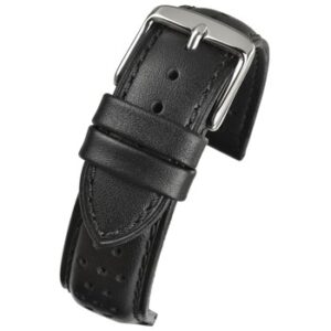 A SUPERIOR PERFORATED LEATHER STRAP BLACK WH820/18 watch strap with a buckle.