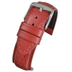 A SUPERIOR PERFORATED LEATHER STRAP RED WH827/18 with a buckle.