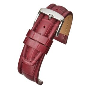 A RED MATT ALLIGATOR PADDED (S) WH872/18 leather watch strap with a silver buckle.