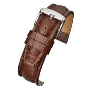 A green matt alligator padded (S) WH876/18 watch strap with a silver buckle.