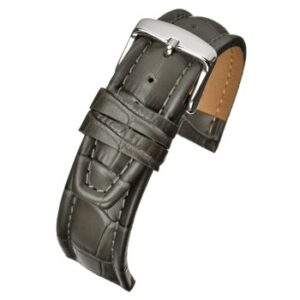 A GREY MATT ALLIGATOR PADDED (S) WH878/18 watch strap with a silver buckle.