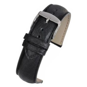 A BLACK SUPERIOR VINTAGE (S) - WH892/18 leather watch strap with a silver buckle.