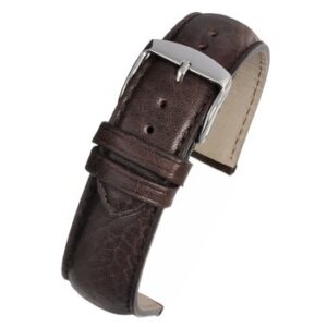 A BROWN SUPERIOR VINTAGE (S) - WH893/18 leather watch strap with a silver buckle.