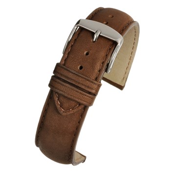 A TAN SUPERIOR SUPPLE (S) - WH902/18 leather watch strap with a silver buckle.