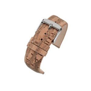 A TAN CORK WATCH STRAP WH971/18 with a buckle on it.
