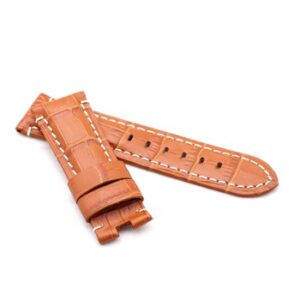 A tan alligator style deployment strap for Panerai® WP3-22/20 with white stitching.