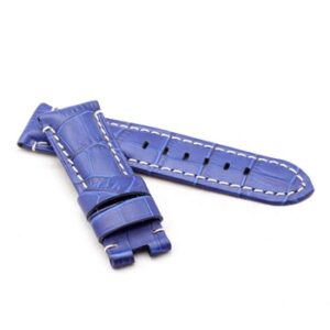 A LIGHT BLUE ALLIGATOR STYLE DEPLOYMENT STRAP FOR PANERAI® WP5-22/20 watch strap with white stitching.