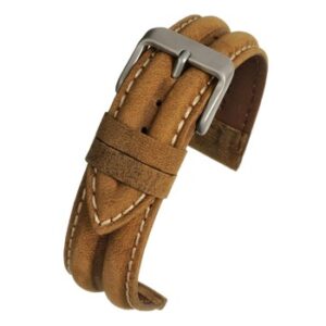 A LIGHT BROWN WATER RESISTANT (S) - WR917/16 leather watch strap with a silver buckle.