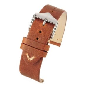 An L BROWN VINTAGE STRAP - WV101/18 leather watch strap with a silver buckle.
