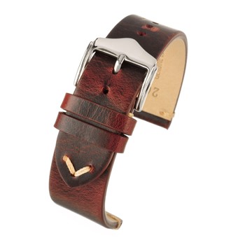 A red vintage strap - WV107/18 with a silver buckle.