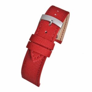 A RECYCLED OCEAN PLASTIC RED WV517/14 watch strap with a silver buckle.