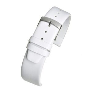 An APPLE FIBRE WATCHSTRAP WHITE WV524/16 with a silver buckle.