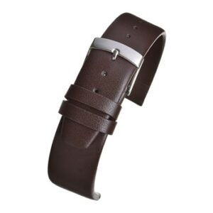An APPLE FIBRE WATCHSTRAP BROWN WV525/16 with a silver buckle.