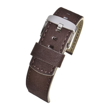 A RECYCLABLE PAPER STRAP BROWN WV535/18 watch strap with a silver buckle.
