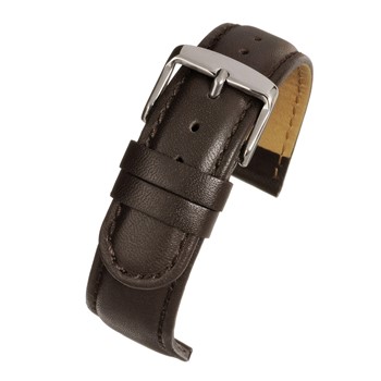 A BROWN PADDED EXTRA LONG (S) - WX155P/8 leather watch strap with a buckle.