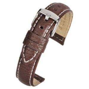 A HEAVY CUT BROWN EXTRA LONG STRAP (S) - WXH105/18 strap with white stitching.